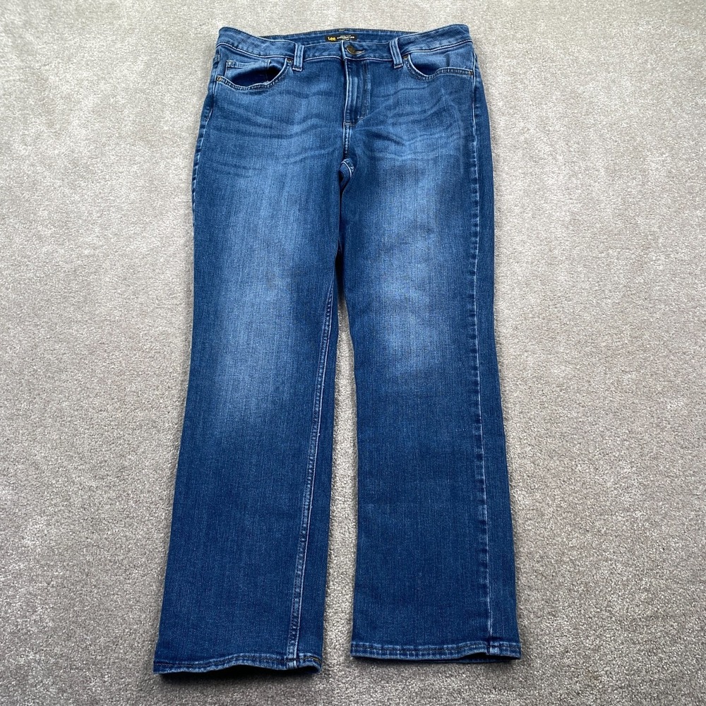 Lee Stretch Regular‎ Fit Straight Leg Denim Jeans Mid Rise Women's Size 14 Blue